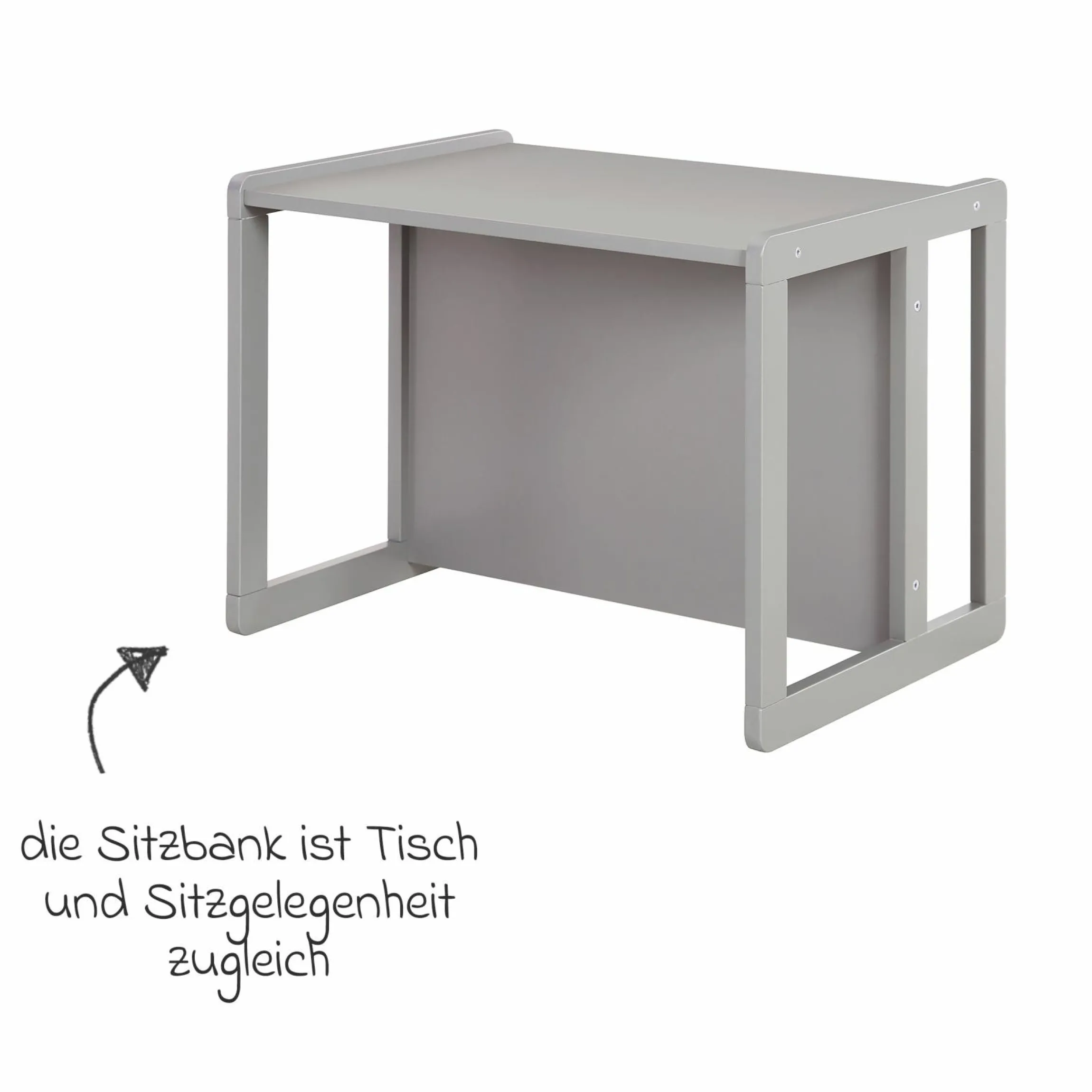 3in1 Kindersitzgruppe 1 Sitzbank & 1 Sitzhocker - Montessori - Grau