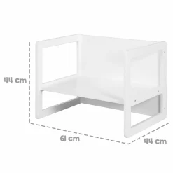 3in1 Kindersitzgruppe 1 Sitzbank & 1 Sitzhocker - Montessori - Weiß