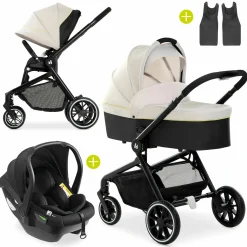 3in1 Kinderwagen-Set Move so Simply Trio Set inkl. i-Size Babyschale Drive N Care - Beige Neon