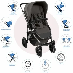 3in1 Kinderwagen-Set Salsa 5 Air - inkl. Babywanne, Autositz Pebble Pro, Sportsitz mit XXL Zubehörpaket - Almond