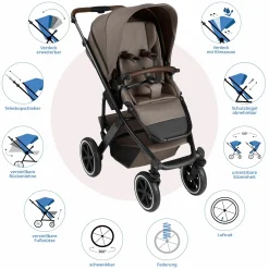 3in1 Kinderwagen-Set Salsa 5 Air - inkl. Babywanne, Autositz Pebble Pro, Sportsitz mit XXL Zubehörpaket - Pure - Nature