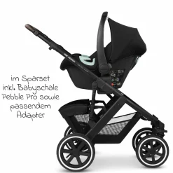 3in1 Kinderwagen-Set Salsa 4 Air - inkl. Babywanne, Autositz Pebble Pro, Sportsitz, Greifling, Buggybuch und XXL Zubehörpaket - Pure Edition - Berry