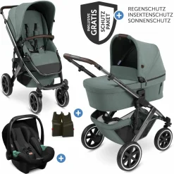 3in1 Kinderwagen-Set Salsa 4 Air - inkl. Babywanne, Babyschale Tulip, Sportsitz mit XXL Zubehörpaket - Aloe