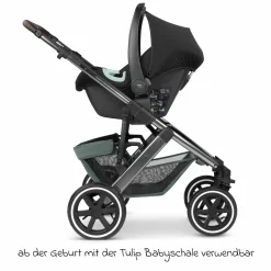 3in1 Kinderwagen-Set Salsa 4 Air - inkl. Babywanne, Babyschale Tulip, Sportsitz mit XXL Zubehörpaket - Aloe