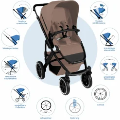 3in1 Kinderwagen-Set Salsa 5 Air - inkl. Babywanne, Autositz Pebble Pro, Sportsitz mit XXL Zubehörpaket - Dark Beige