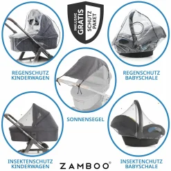 3in1 Kinderwagen-Set Salsa 4 Air - inkl. Babywanne, Autositz Tulip, Sportsitz und XXL Zubehörpaket - Pure Edition - Berry - Kollektion 2024