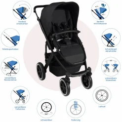3in1 Kinderwagen-Set Salsa 5 Air - inkl. Babywanne, Autositz Pebble Pro, Sportsitz mit XXL Zubehörpaket - Pure - Coal