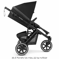 3in1 Kinderwagen-Set Salsa Run - Babywanne, Babyschale Tulip, Sportsitz & XXL Zubheörpaket (mit Sportzulassung, Luftbereifung & Handbremse) - Ink