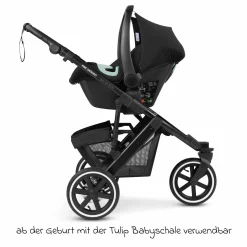 3in1 Kinderwagen-Set Salsa Run - Babywanne, Babyschale Tulip, Sportsitz & XXL Zubheörpaket (mit Sportzulassung, Luftbereifung & Handbremse) - Ink