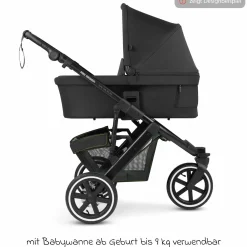 3in1 Kinderwagen-Set Salsa Run - Babywanne, Babyschale Tulip, Sportsitz & XXL Zubheörpaket (mit Sportzulassung, Luftbereifung & Handbremse) - Aqua