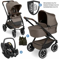 3in1 Kinderwagen-Set Samba 2 - inkl. Babywanne, Autositz Pebble Pro, Sportsitz mit XXL Zubehörpaket - Pure - Nature