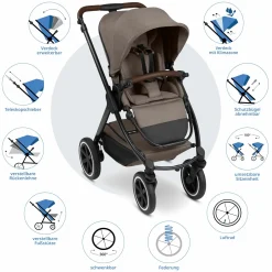 3in1 Kinderwagen-Set Samba 2 - inkl. Babywanne, Autositz Pebble Pro, Sportsitz mit XXL Zubehörpaket - Pure - Nature