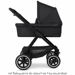 3in1 Kinderwagen-Set Samba 2 - inkl. Babywanne, Autositz Pebble Pro, Sportsitz mit XXL Zubehörpaket - Pure - Coal