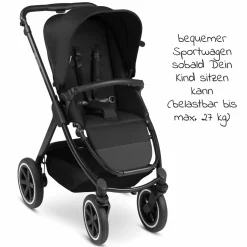 3in1 Kinderwagen-Set Samba inkl. Babywanne, Babyschale Tulip, Sportsitz & XXL Zubehörpaket - Ink