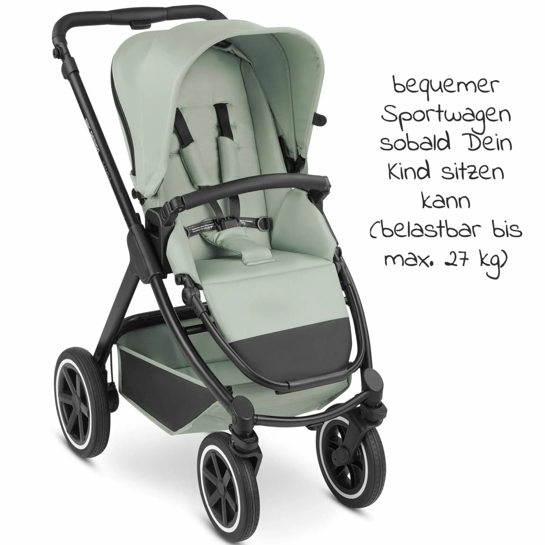 3in1 Kinderwagen-Set Samba inkl. Babywanne, Babyschale Tulip, Sportsitz & XXL Zubehörpaket - Pine