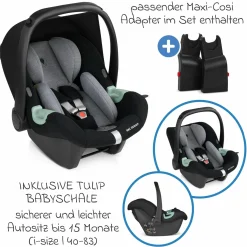 3in1 Kinderwagen-Set Samba inkl. Babywanne, Babyschale Tulip, Sportsitz & XXL Zubehörpaket - Aloe