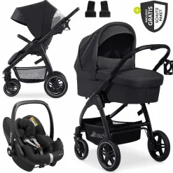 3in1 Kinderwagen-Set Saturn R Trio Set inkl. Maxi-Cosi i-Size Pebble Pro & XXL Zubehörpaket - Melange Black
