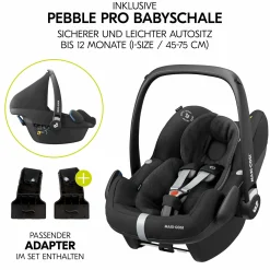 3in1 Kinderwagen-Set Saturn R Trio Set inkl. Maxi-Cosi i-Size Pebble Pro & XXL Zubehörpaket - Melange Black