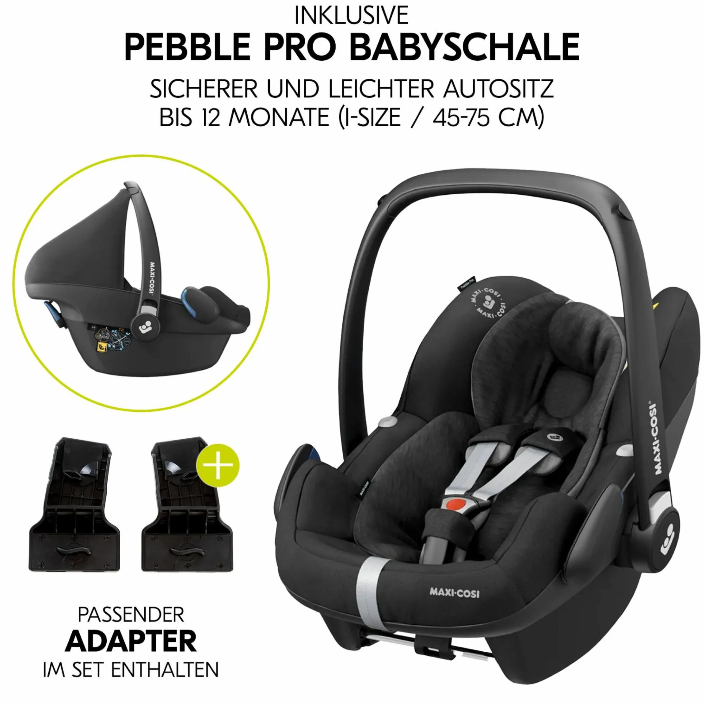 3in1 Kinderwagen-Set Saturn R Trio Set inkl. Maxi-Cosi i-Size Pebble Pro & XXL Zubehörpaket - Melange Black