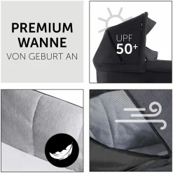 3in1 Kinderwagen-Set Saturn R Trio Set inkl. Maxi-Cosi i-Size Pebble Pro & XXL Zubehörpaket - Melange Black