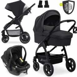 3in1 Kinderwagen-Set Saturn R Trio Set inkl. i-Size Babyschale & XXL Zubehörpaket - Melange Black