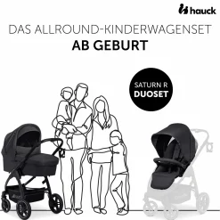 3in1 Kinderwagen-Set Saturn R Trio Set inkl. i-Size Babyschale & XXL Zubehörpaket - Melange Black