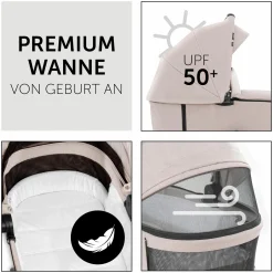 3in1 Kinderwagen-Set Vision X Trio Set Black - inkl. i-Size Babyschale Drive N Care & XXL Zubehörpaket - Melange Beige