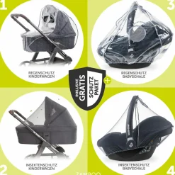 3in1 Kinderwagen-Set Vision X Trio Set Black - inkl. i-Size Babyschale Drive N Care & XXL Zubehörpaket - Melange Grey