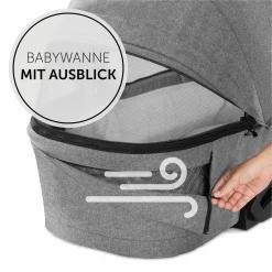 3in1 Kinderwagen-Set Vision X Trio Set Black - inkl. i-Size Babyschale Drive N Care & XXL Zubehörpaket - Melange Grey