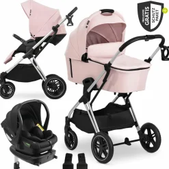 4in1 Kinderwagen-Set Vision X Trio Set - inkl. i-Size Babyschale & Isofix Base & XXL Zubehörset - Melange Rose