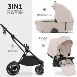 3in1 Kinderwagen-Set Vision X Trio Set Black - inkl. Maxi-Cosi i-Size Pebble Pro & XXL Zubehörpaket - Melange Beige