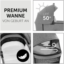 3in1 Kinderwagen-Set Vision X Trio Set Silver - inkl. Maxi-Cosi i-Size Pebble Pro & XXL Zubehörpaket - Melange Grey