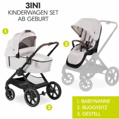 3in1 Kinderwagen-Set Walk N Care Trio Set inkl. i-Size Babyschale Drive N Care & XXL Zubehörpaket - Beige