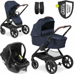 3in1 Kinderwagen-Set Walk N Care Trio Set inkl. i-Size Babyschale Drive N Care & XXL Zubehörpaket - Dark Navy Blue