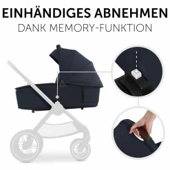3in1 Kinderwagen-Set Walk N Care Trio Set inkl. i-Size Babyschale Drive N Care & XXL Zubehörpaket - Dark Navy Blue