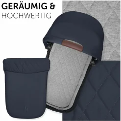 3in1 Kinderwagen-Set Walk N Care Trio Set inkl. i-Size Babyschale Drive N Care & XXL Zubehörpaket - Dark Navy Blue