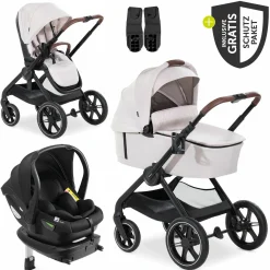 4in1 Kinderwagen-Set Walk N Care Trio Set inkl. i-Size Babyschale Drive N Care & Isofix Base & XXL Zubehörset - Beige