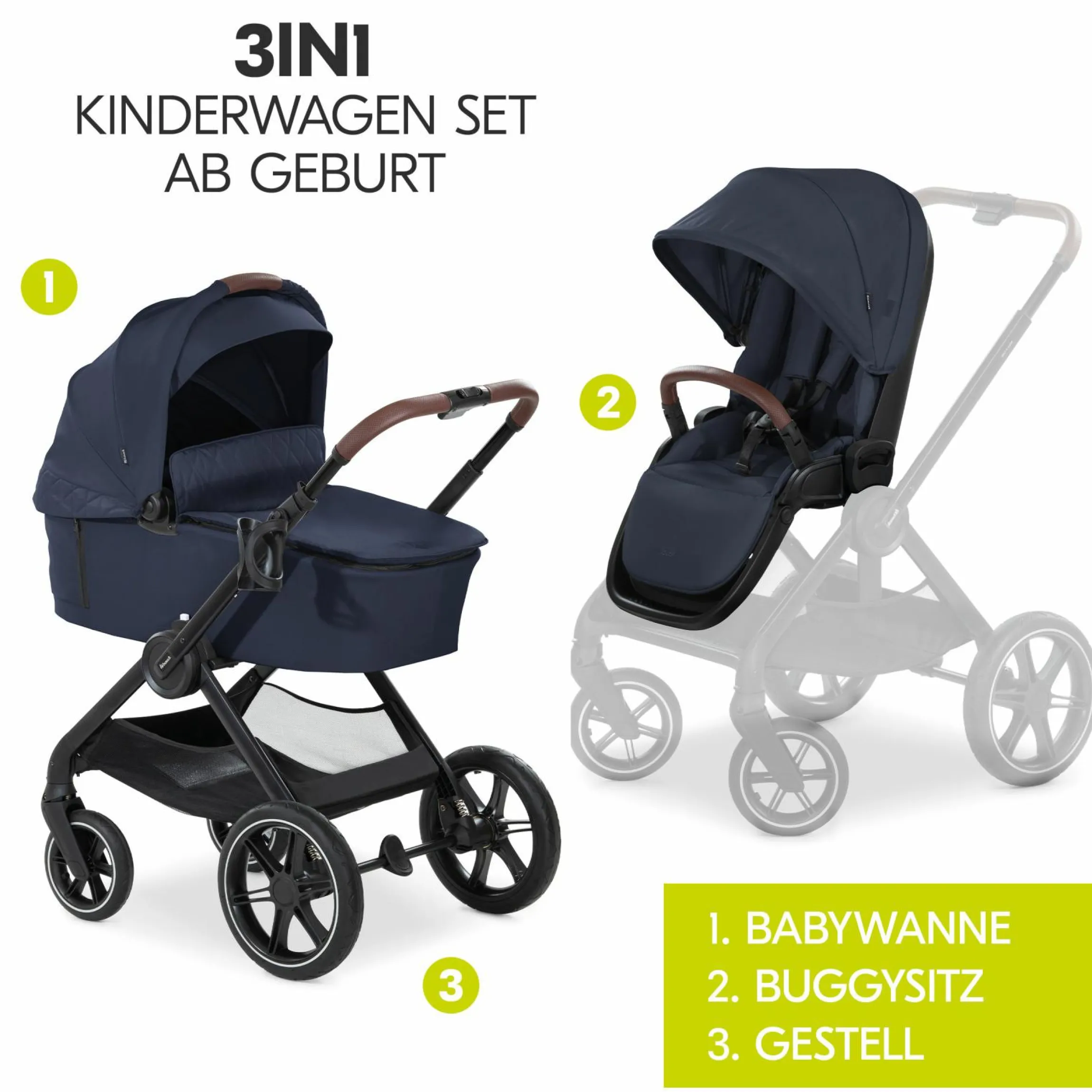 4in1 Kinderwagen-Set Walk N Care Trio Set inkl. Maxi-Cosi i-Size Pebble Pro & Isofix Basis FamilyFix3 & XXL Zubehörset - Dark Blue