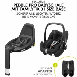 4in1 Kinderwagen-Set Walk N Care Trio Set inkl. Maxi-Cosi i-Size Pebble Pro & Isofix Basis FamilyFix3 & XXL Zubehörset - Dark Blue