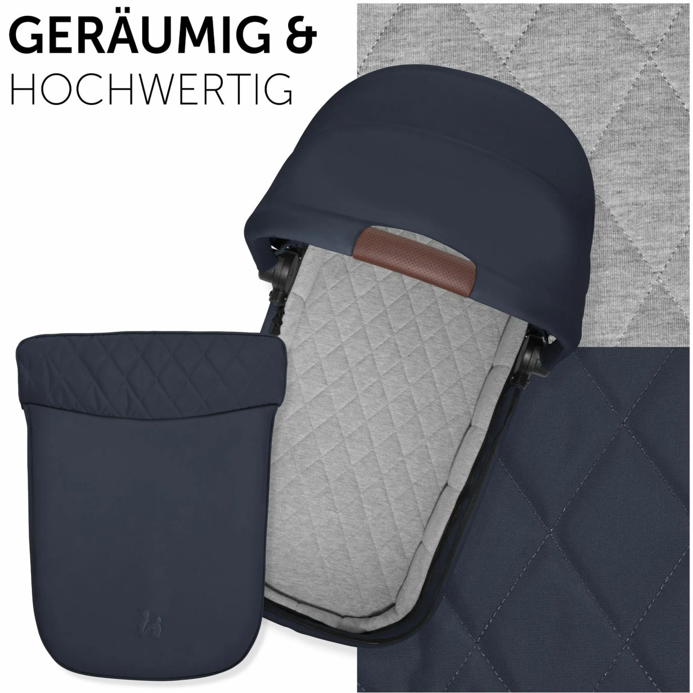 4in1 Kinderwagen-Set Walk N Care Trio Set inkl. Maxi-Cosi i-Size Pebble Pro & Isofix Basis FamilyFix3 & XXL Zubehörset - Dark Blue