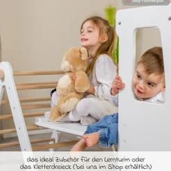 2in1 Kletterleiter & Rutsche für Littlefoot Lernturm und Kletterdreieck - Beige lackiert