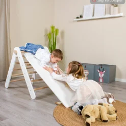 2in1 Kletterleiter & Rutsche für Littlefoot Lernturm und Kletterdreieck - Beige lackiert