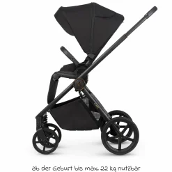 2in1 Kombi-Kinderwagen Claro bis 22 kg mit Babywanne, Sportsitz, Teleskopschieber, Liegeposition inkl. Regenschutz, Beindecke & Wickeltasche mit Wickeunterlage - Noir - Kollektion 2025