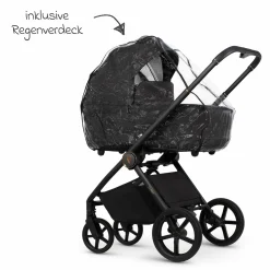 2in1 Kombi-Kinderwagen Claro bis 22 kg mit Babywanne, Sportsitz, Teleskopschieber, Liegeposition inkl. Regenschutz, Beindecke & Wickeltasche mit Wickeunterlage - Noir - Kollektion 2025