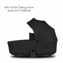 2in1 Kombi-Kinderwagen Claro bis 22 kg mit Babywanne, Sportsitz, Teleskopschieber, Liegeposition inkl. Regenschutz, Beindecke & Wickeltasche mit Wickeunterlage - Noir - Kollektion 2025