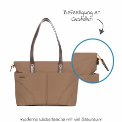 2in1 Kombi-Kinderwagen Claro bis 22 kg mit Babywanne, Sportsitz, Teleskopschieber, Liegeposition inkl. Regenschutz, Beindecke & Wickeltasche mit Wickeunterlage - Caramel - Kollektion 2025