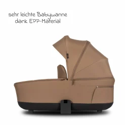 2in1 Kombi-Kinderwagen Claro bis 22 kg mit Babywanne, Sportsitz, Teleskopschieber, Liegeposition inkl. Regenschutz, Beindecke & Wickeltasche mit Wickeunterlage - Caramel - Kollektion 2025