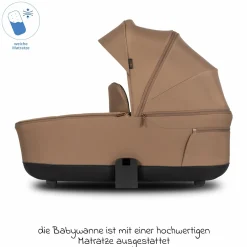 2in1 Kombi-Kinderwagen Claro bis 22 kg mit Babywanne, Sportsitz, Teleskopschieber, Liegeposition inkl. Regenschutz, Beindecke & Wickeltasche mit Wickeunterlage - Caramel - Kollektion 2025