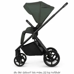 2in1 Kombi-Kinderwagen Claro bis 22 kg mit Babywanne, Sportsitz, Teleskopschieber, Liegeposition inkl. Regenschutz, Beindecke & Wickeltasche mit Wickeunterlage - Forest