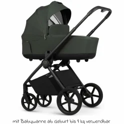 2in1 Kombi-Kinderwagen Claro bis 22 kg mit Babywanne, Sportsitz, Teleskopschieber, Liegeposition inkl. Regenschutz, Beindecke & Wickeltasche mit Wickeunterlage - Forest